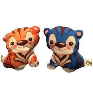 Goffa Mini Plush Tiger Set Orange and Blue Stuffed‎ Animal Prize Toys 5 Inch